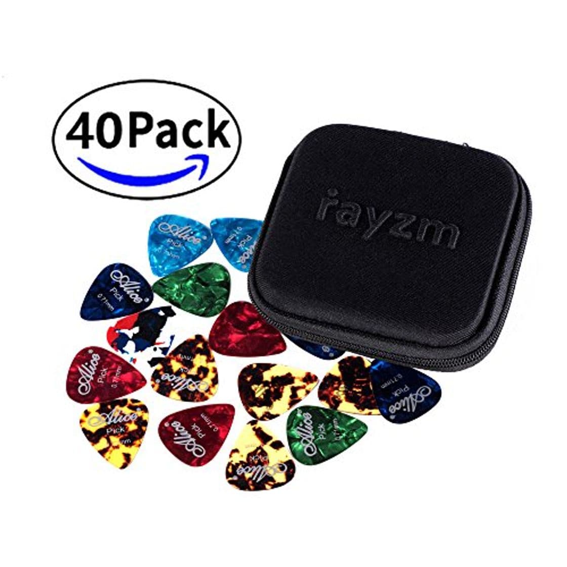 Product Rayzm Púas Pick Plectrums para guitarra 40 unidades con una caja resistente