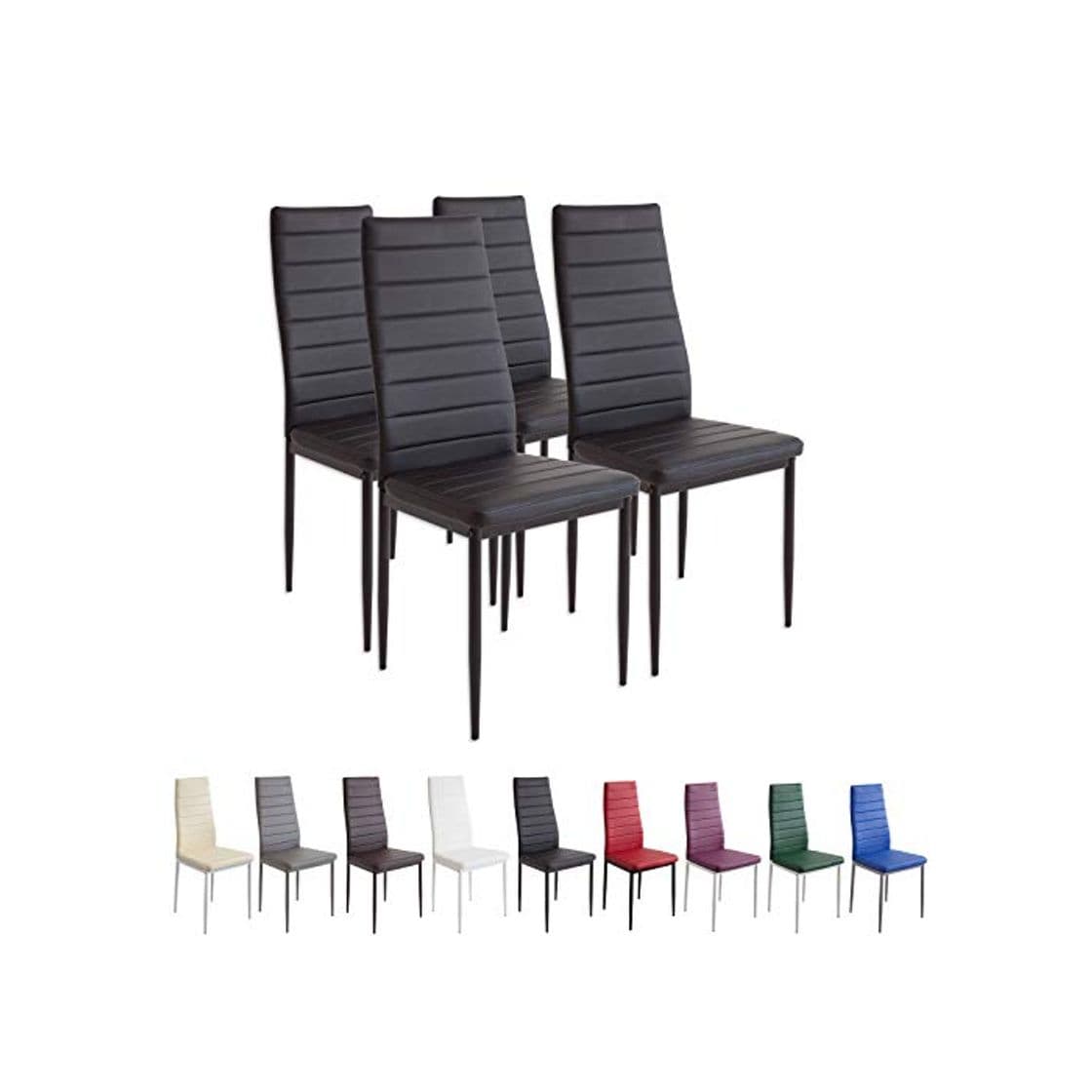 Home Albatros Milano - Set de 4 sillas de Comedor, Estructura metálica y