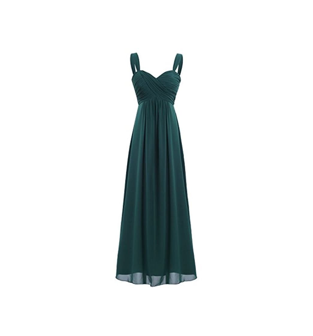 Moda Freebily Vestido Elegante de Boda Fiesta Cóctel para Mujer Dama de Honor Vestido Largo Verano Verde Oscuro 46