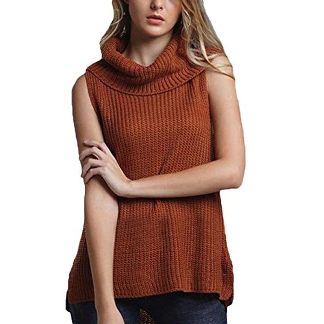 Moda Femmes Tanks Col Solide Haute Couleur Tricot Pull Sans Manches Vêtements de Fiesta En Tricot Chemise Confortable Relaxed Apprêté Automne Femmes D'Hiver Tops Polyvalent Réservoir