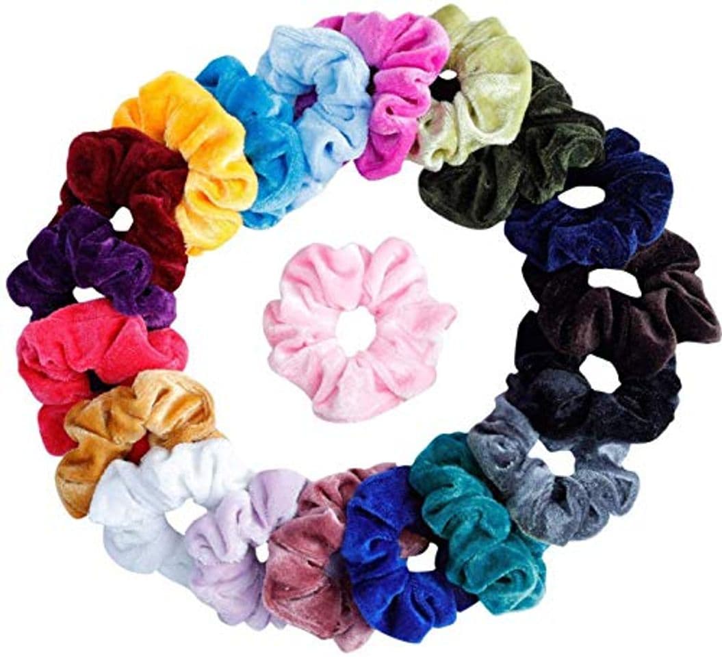 Belleza 20pcs pelo Scrunchies Terciopelo elástico pelo bandas Scrunchy pelo Ropes Scrunchie para