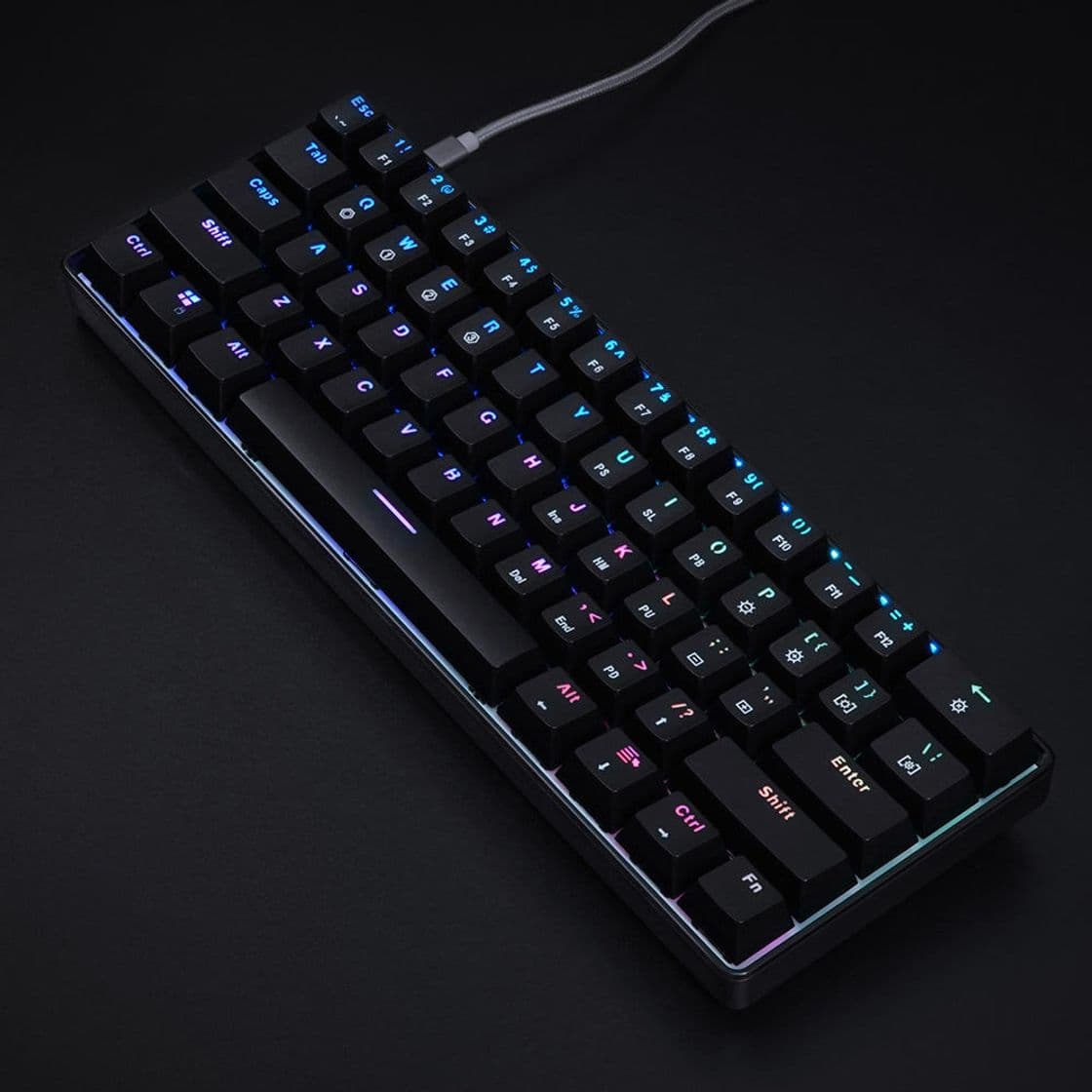 Moda Teclado gamer GK 61 con switches gateron yellow