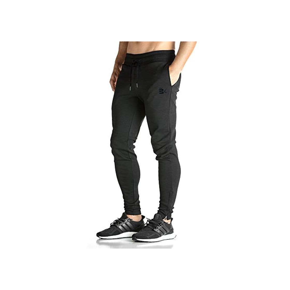 Moda Broki - Pantalones de chándal ajustados con cremallera para hombre, pantalones deportivos