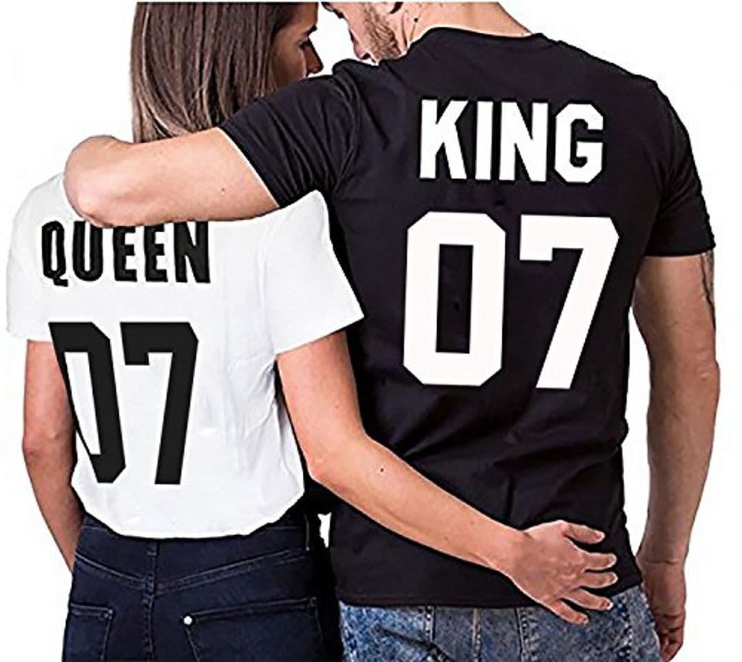 Producto Camiseta par Partnerlook Juego King Queen para Parejas como obsequio S-4XL, Größe2