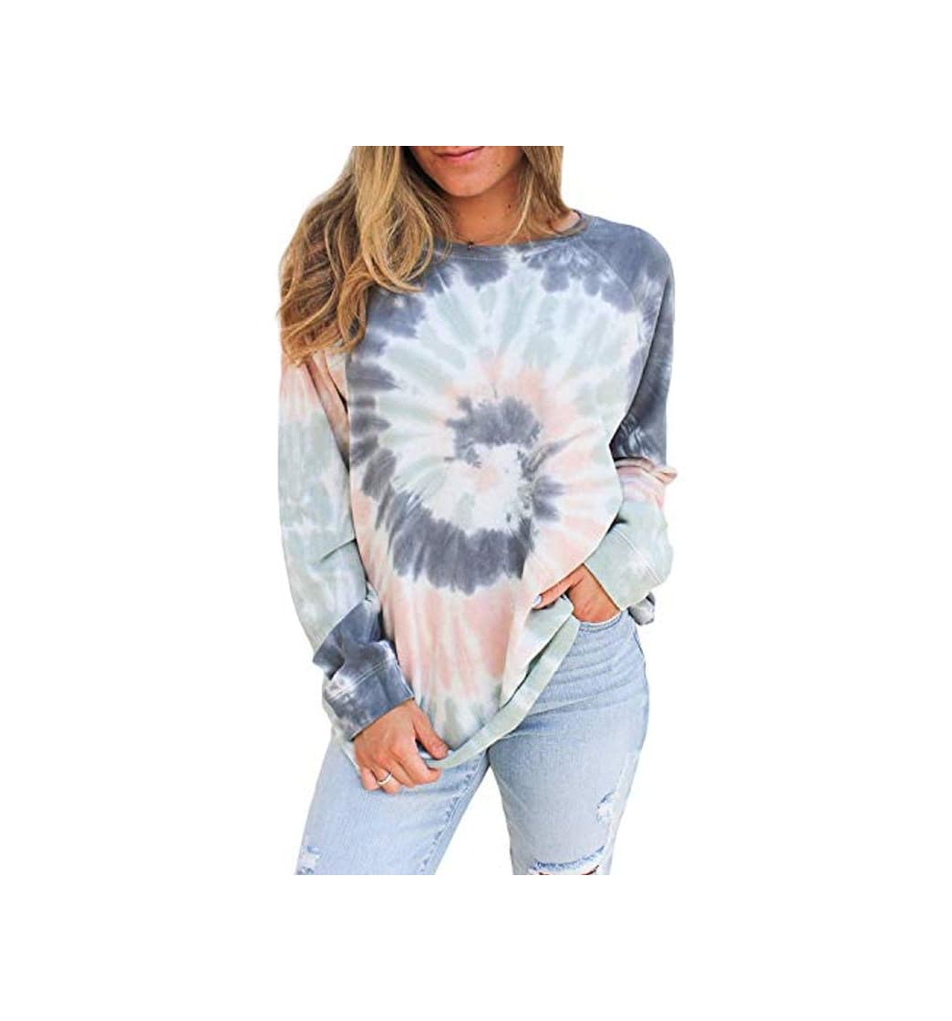 Moda ABINGOO Mujer Sudadera con Tie Dye la Camiseta Manga Larga Sudadera con