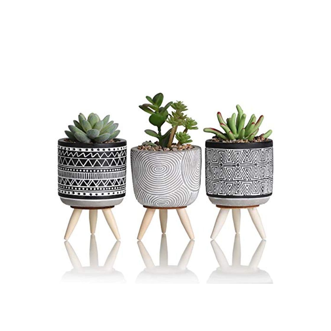 Product TERESA'S COLLECTIONS 3Pcs Plantas Suculentas Artificiales de Plástico con Florero Gris Decoración de Primavera Decoración de Hogar Decoraciones para Jardín Baño Cocina Balcón