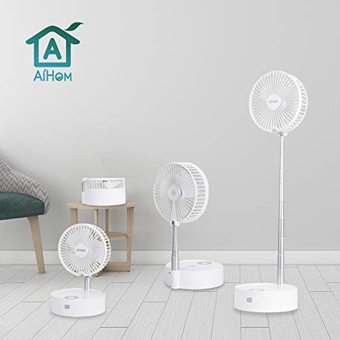 Producto AiHom Ventilador de Sobremesa Portátil y Retráctil Silencioso con Gran Capacidad de 8000 mAh Viento de 4 Niveles Integrado de Almacenamiento Humidificador y LED luz Controlar con Mando a Aistancia