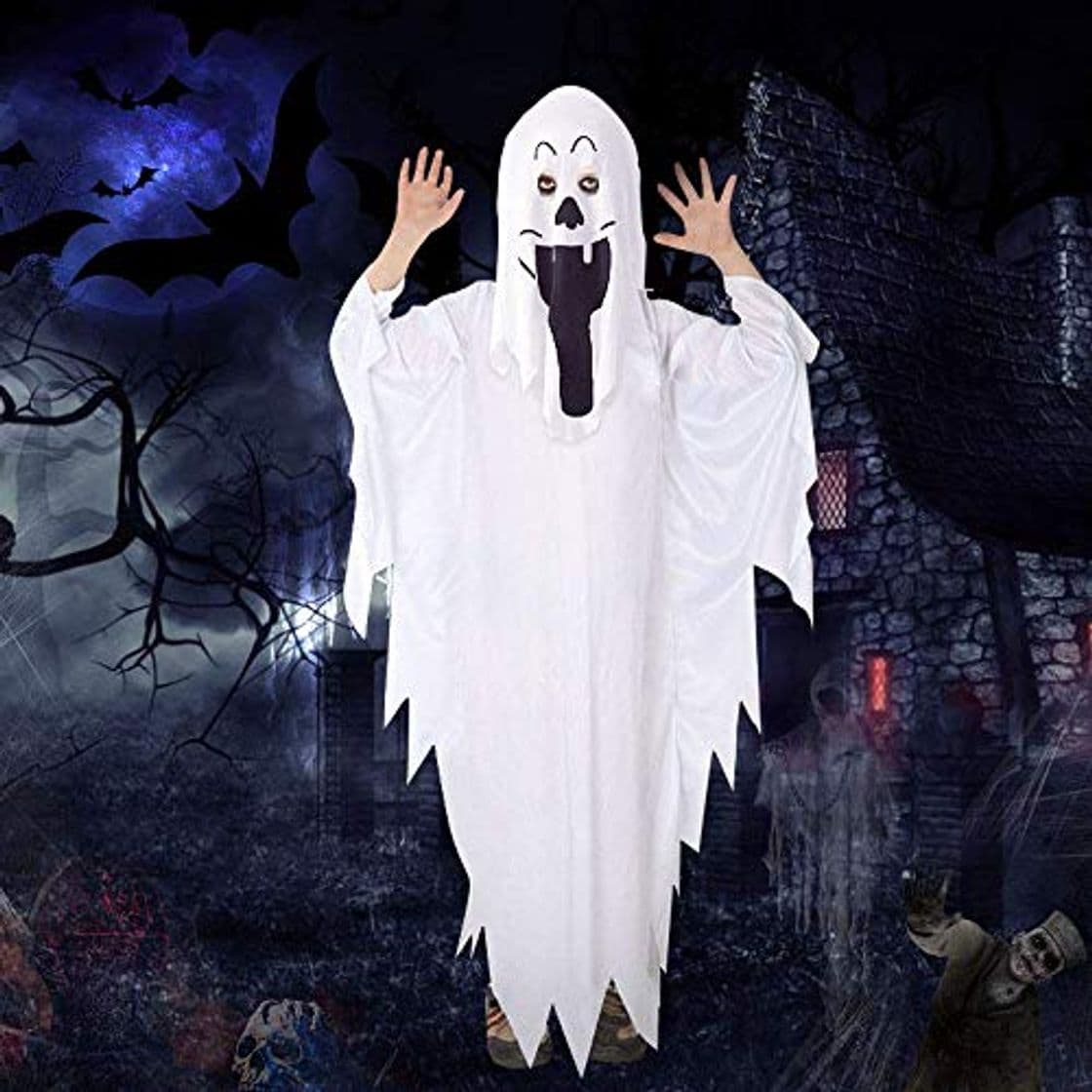 Producto IGRMVIN Disfraz de Fantasma de Halloween Disfraz de Niño de Fantasma Blanco Disfraz de Fantasma Infantil con Longitud de 90 cm Capa de Fantasma para Niños para Cosplay de Fiesta de Halloween Carnaval