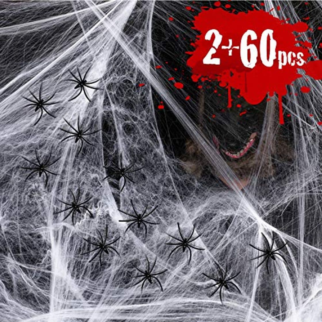 Producto Joyjoz Halloween Decoración Tela de Araña 2000 pies Cuadrados con 60 Arañas