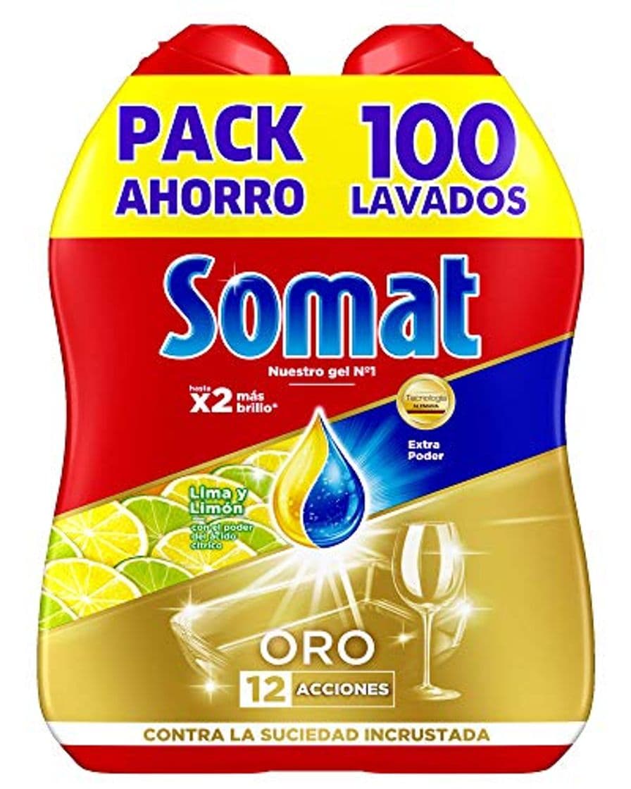 Producto Somat Oro Gel Detergente para Lavavajillas Limón 2x50 Lavados