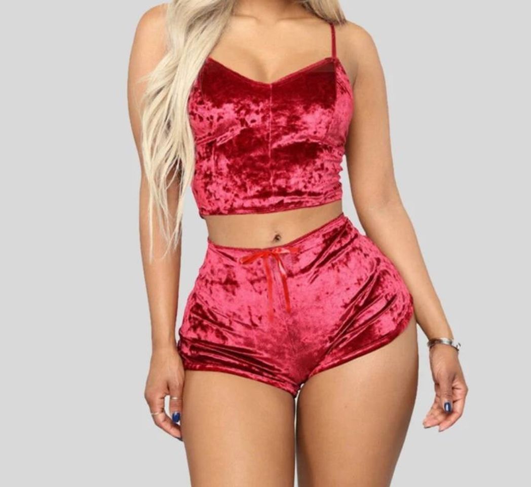 Product Conjunto babydoll de veludo 