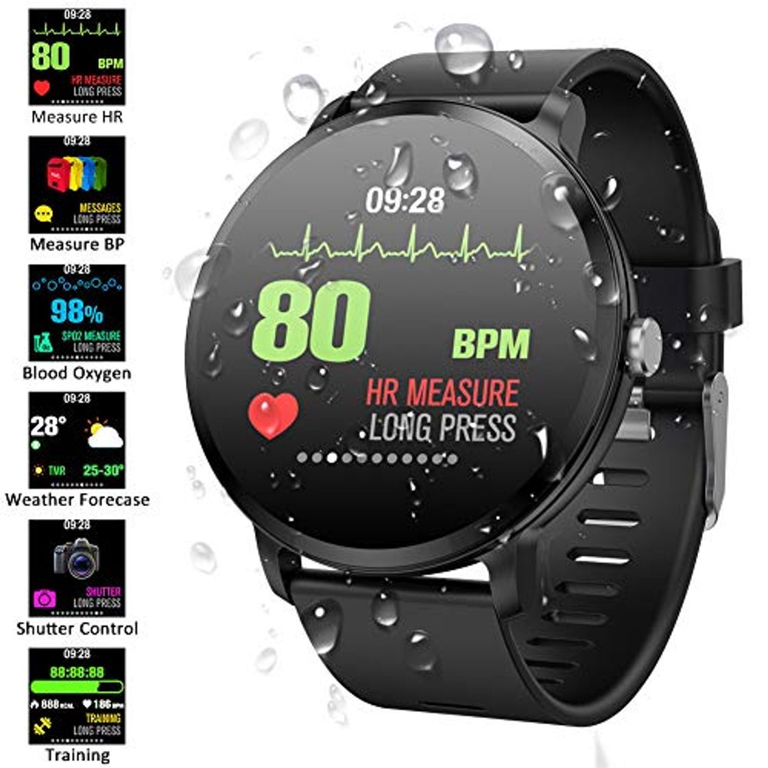 Producto Padgene SmartWatch Pulsera Actividad Reloj Inteligente Deportivo IP67 Bluetooth con Pulsómetro Monitor