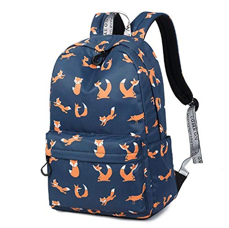 Moda Ptcta Lindo Animal Estampado de Zorro Mochila Escolar Bolso Impermeable Mochila portátil Mujer Mochila Bolsas E Sacolas