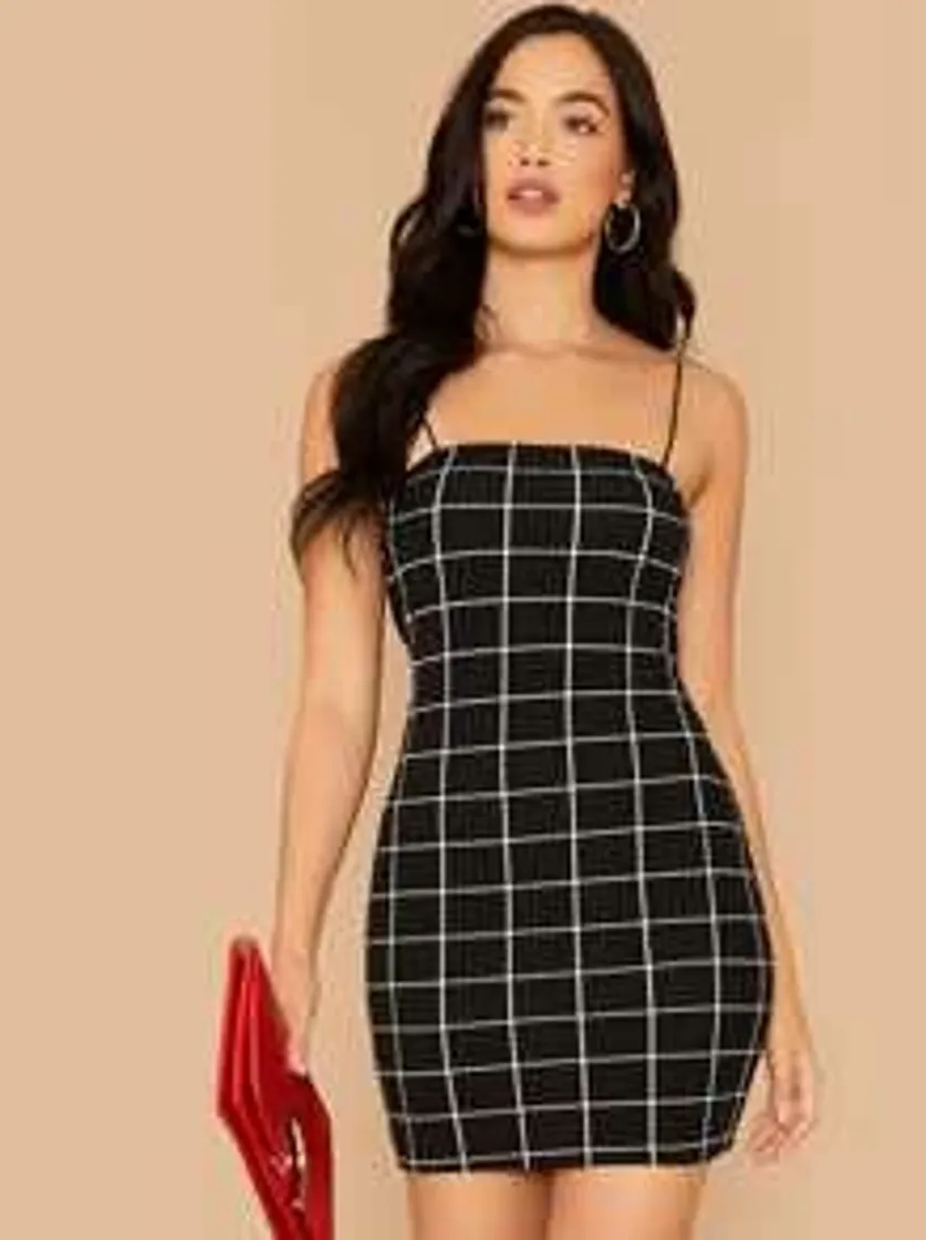 Fashion Plaid Slip Dress | SHEIN Singapore negro