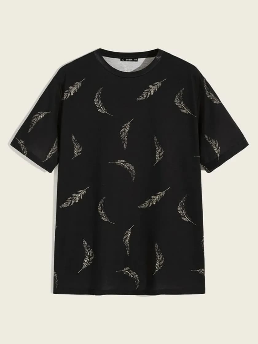 Fashion Men Two Tone Feather Print Top | SHEIN USA