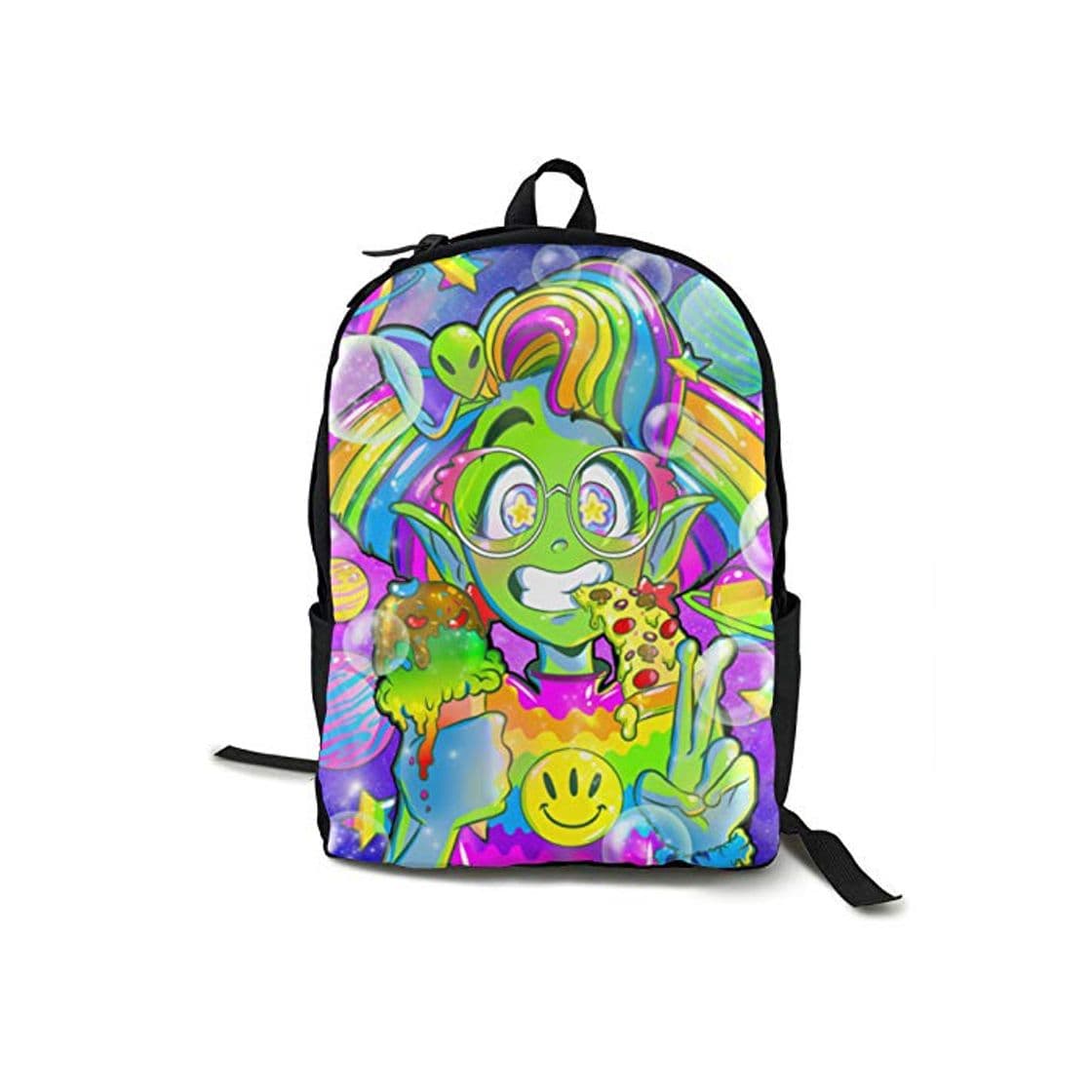 Producto Rainbowl Alien Girl Comiendo Pizza Niños Mochila Ligera Escuela Librero Moda Viaje Daypack