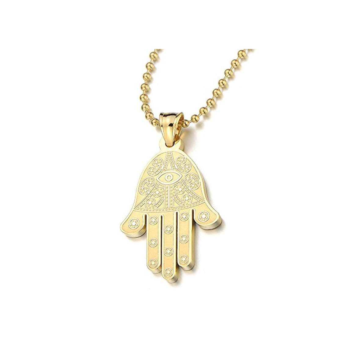 Fashion COOLSTEELANDBEYOND Oro Hamsa Mano de Fátima