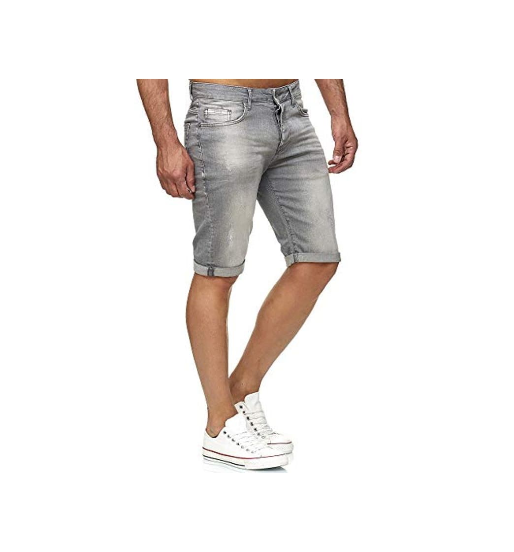 Moda Red Bridge Vaqueros Cortos para Hombres Denim Básico Moda Casual Jeans Shorts Verano Gris W38