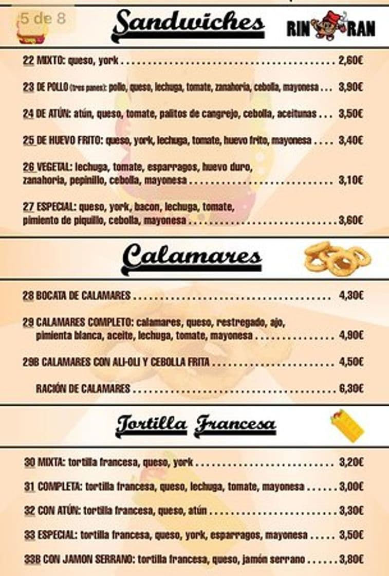 Restaurants Bocatería Rin-Ran