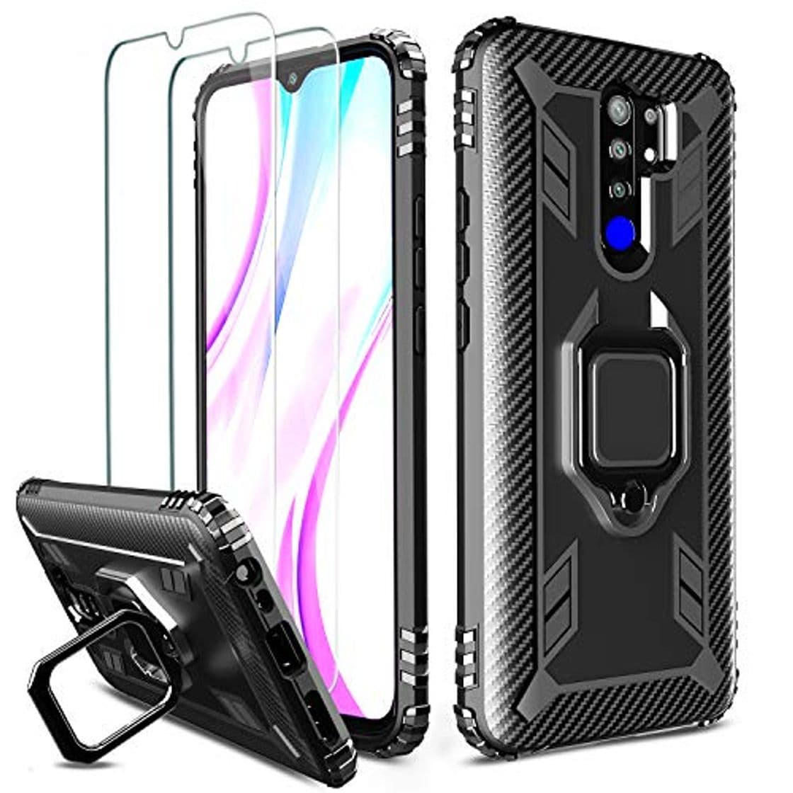 Producto Milomdoi [Funda y 2 Unidades] Carcasa para Xiaomi Redmi 9 Funda con