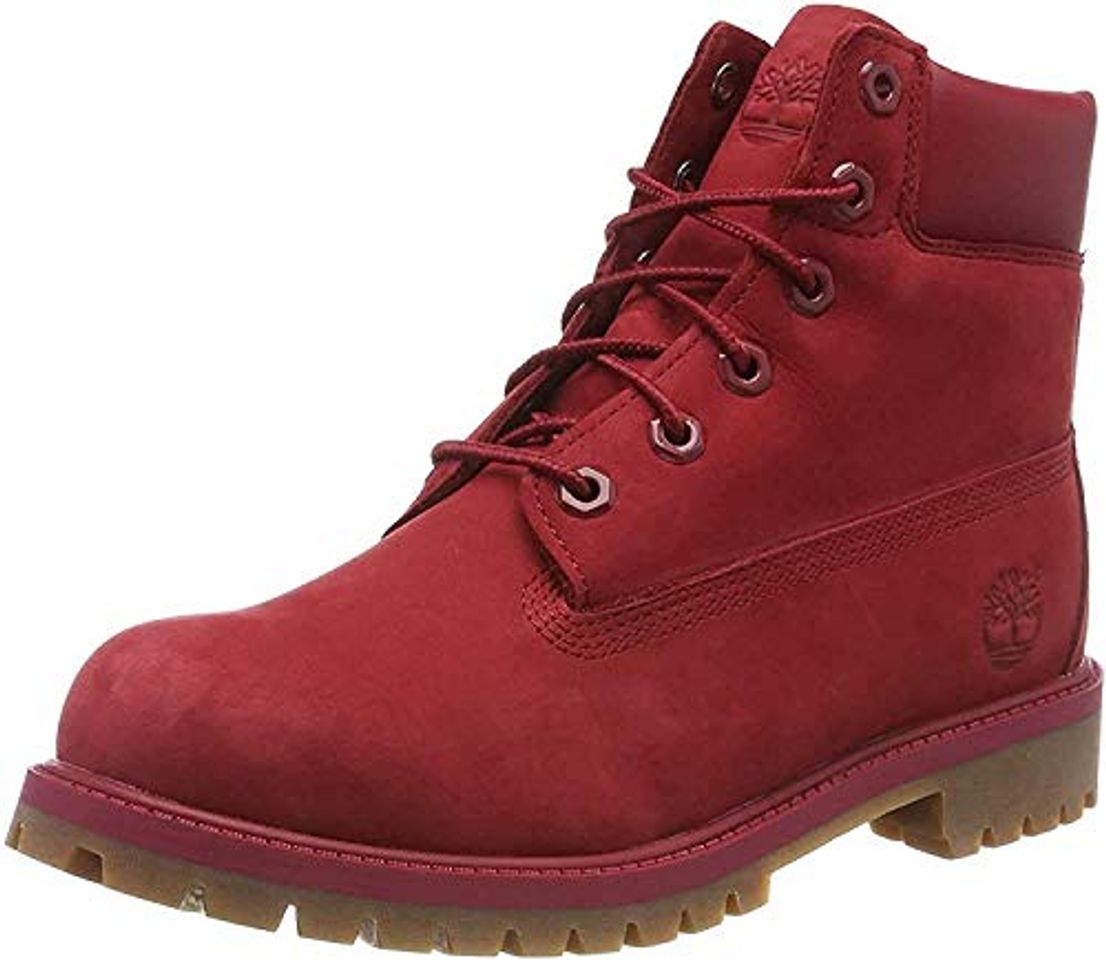 Moda Timberland 6 in Premium Waterproof, Botas Clasicas Unisex-Niño, Rojo