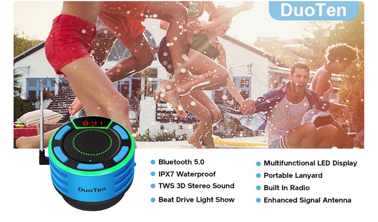 Moda 💠Bluetooth Speakers, DuoTen IPX7 Waterproof Wireless