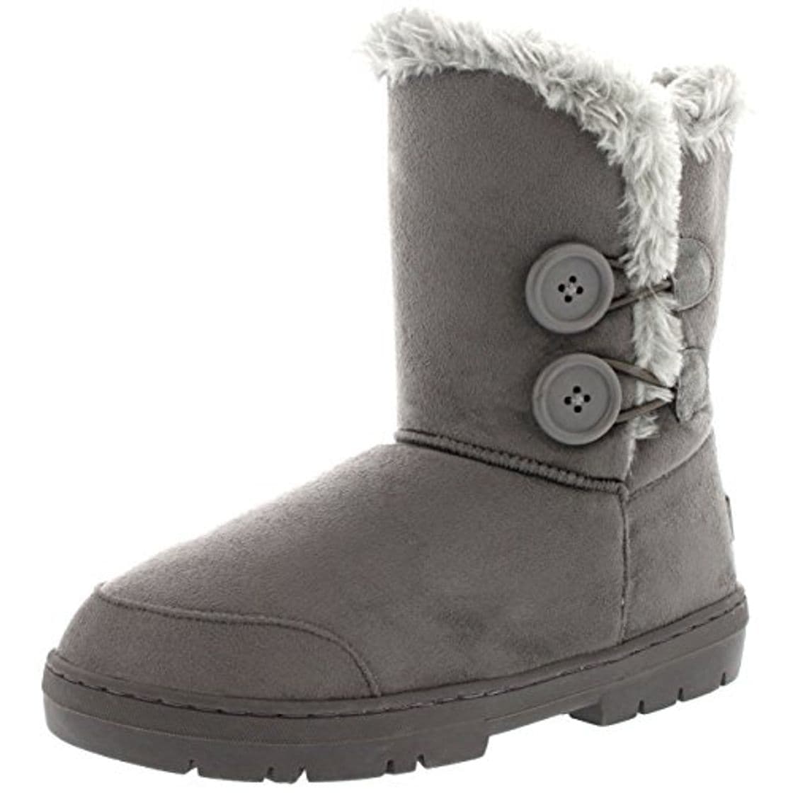 Fashion Mujeres Doble Button totalmente alineada botas piel impermeable de la nieve del