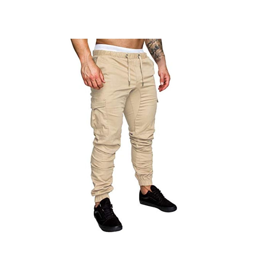 Moda FGFD Pantalones de Hombre Jogger Deportivos Pantalón Cargo Casuales Chino de Algodón