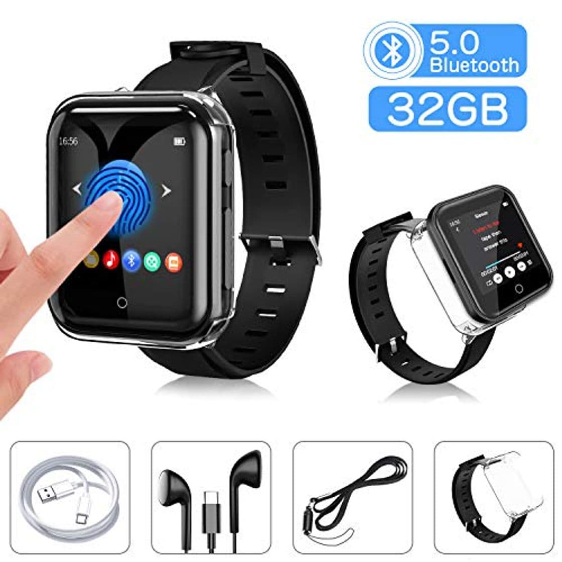 Product 32G Reproductor MP3 Bluetooth 5.0 JBHOO MP3 Running con Correa de Reloj