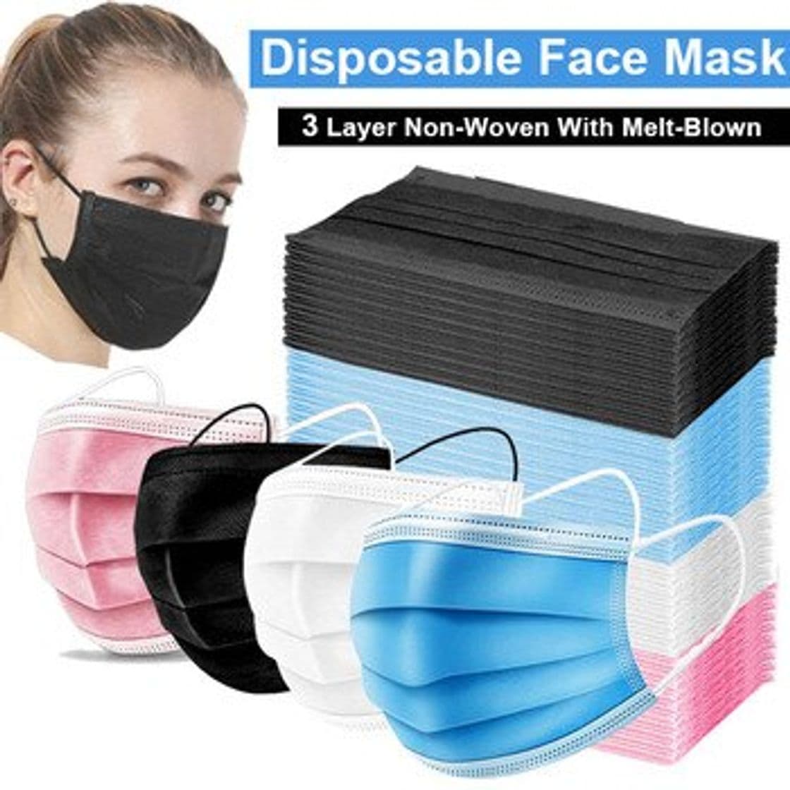 Fashion ¡En Stock!  100 Uds. Mascarilla desechable 