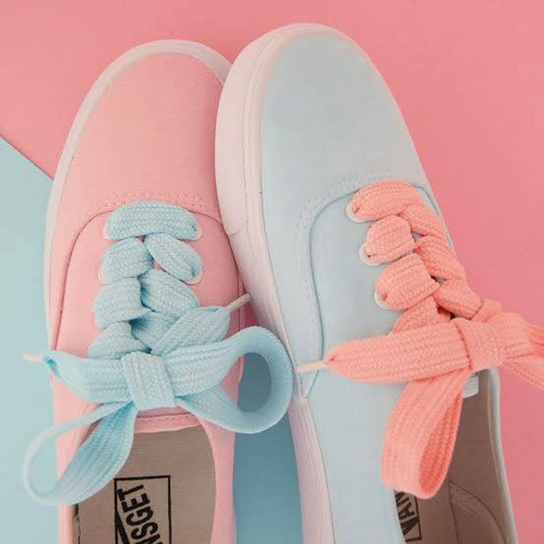 Moda Blue Pink Pastel Color Thick Lace Up Sneakers Flats Shoes