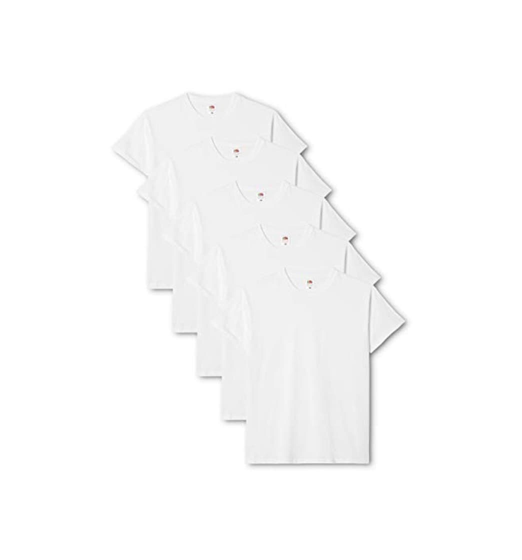 Fashion Fruit of the Loom Mens Original 5 Pack T-Shirt Camiseta, Blanco