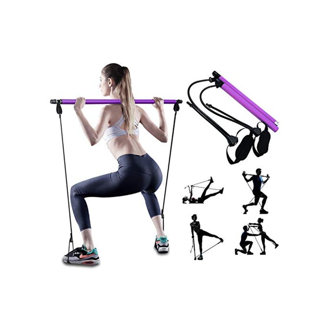 Product PLEASION Ajustable Barra de Pilates con Bandas de Resistencia