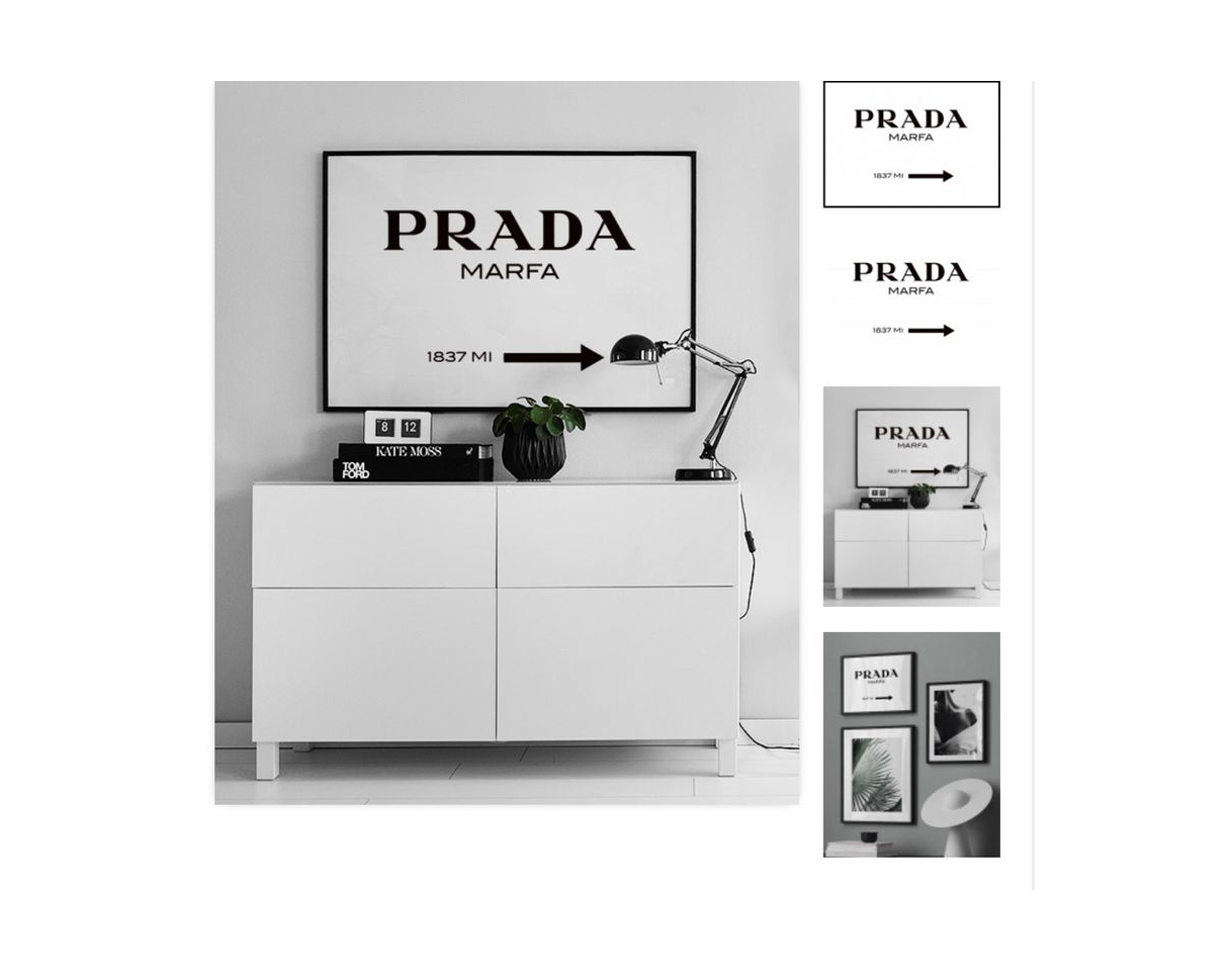 Product Poster rótulo Prada Marfa en blanco y negro – desenio