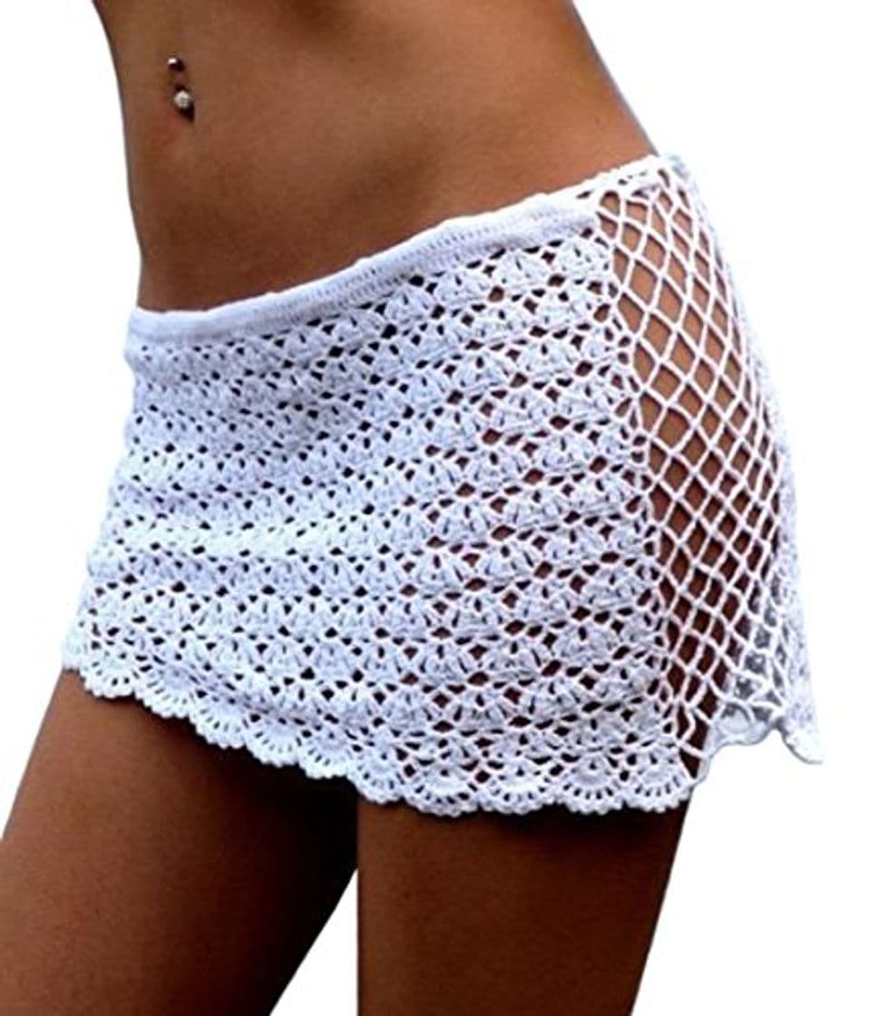 Producto DELEY Mujeres Crochet Malla Hueco Mini Falda Corta Trajes De Baño Bikini