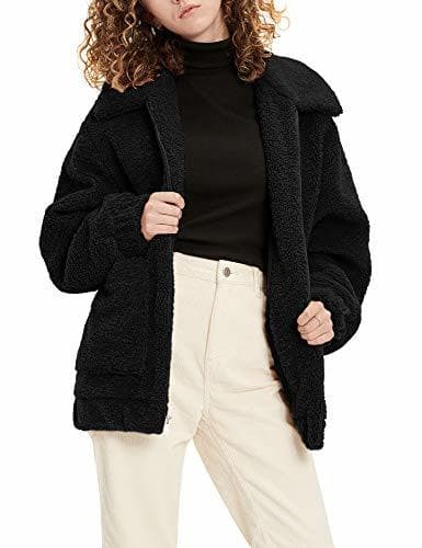 Moda UGG Women's Jackeline Teddy Bear Jacket Black in Size Large