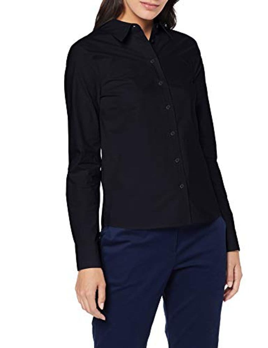 Fashion Marca Amazon - MERAKI Camisa de Manga Larga de Algodón Mujer, Negro