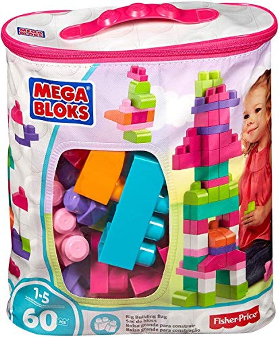 Place Mega Bloks Juego de construcción de 60 piezas, bolsa ecológica rosa, juguetes