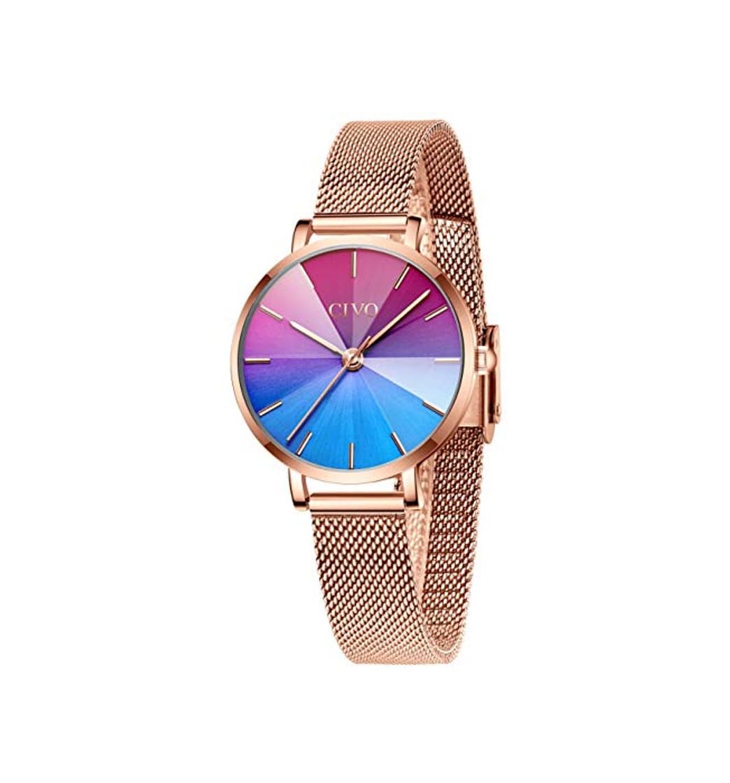 Producto CIVO Relojes Mujer Oro Rose Reloj de Pulsera de Acero Inoxidable Impermeable para Damas con Gradiente Diseño Relojes para Mujeres Damas Niñas de Analógico Elegante Vestidos Negocios