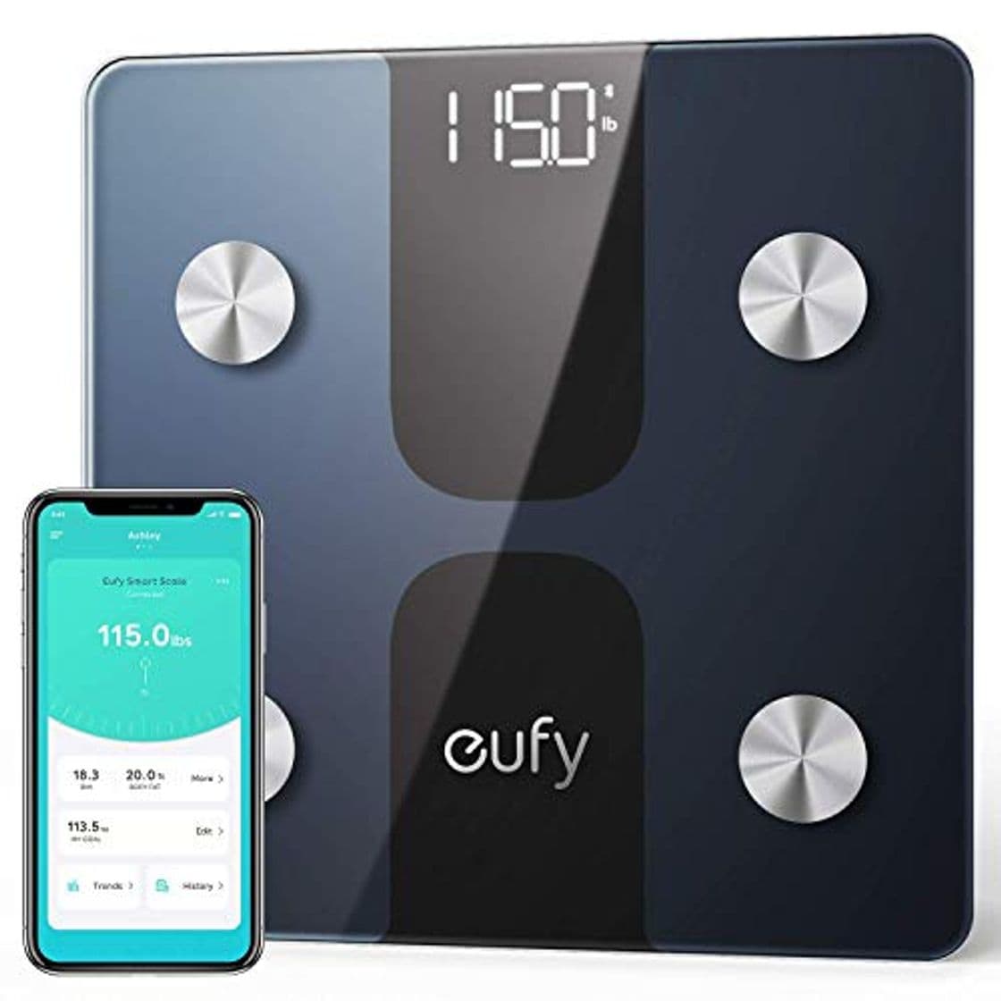 Producto eufy Smart Scale C1 con Bluetooth, Pantalla LED Grande, 13 mediciones, Peso