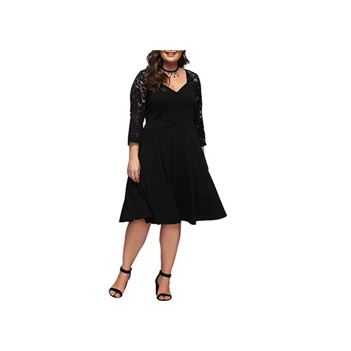 Product Lover-Beauty Vestido Mujer Corto Elegante Sexy Cuello V Raya Talla Grande Top