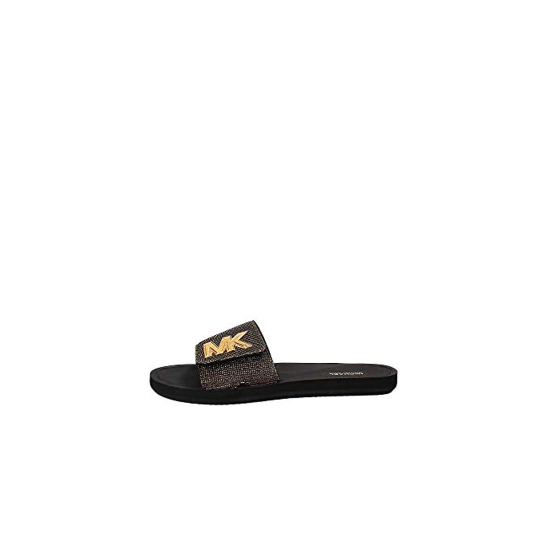 Moda MICHAEL by Michael Kors MK Slide Black Glitter Chain Mesh Slider Negro