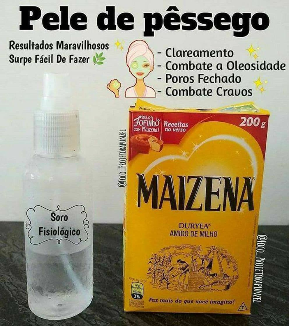 Moda Máscara facial de maizena + soro fisiológico  