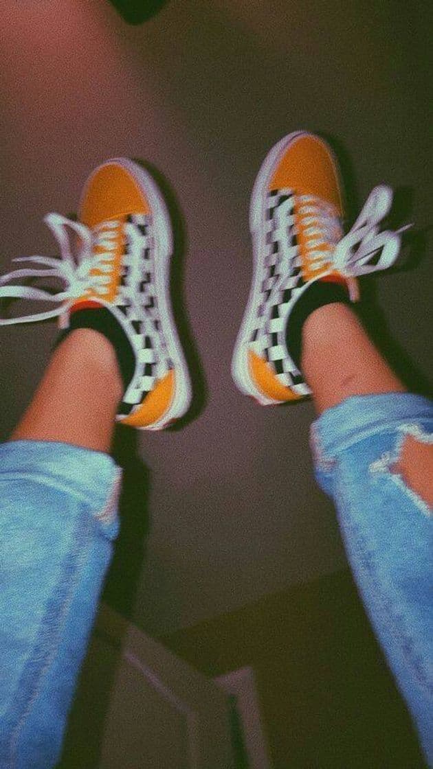 Moda Vans • tênis xadrez com laranja 