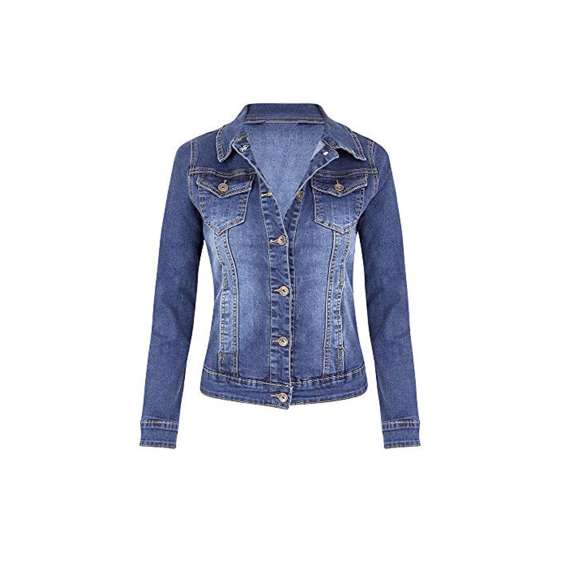 Moda Luckycat Mujer Calle Estilo Cazadora Denim Casual Chaqueta Vaquera De Manga Larga