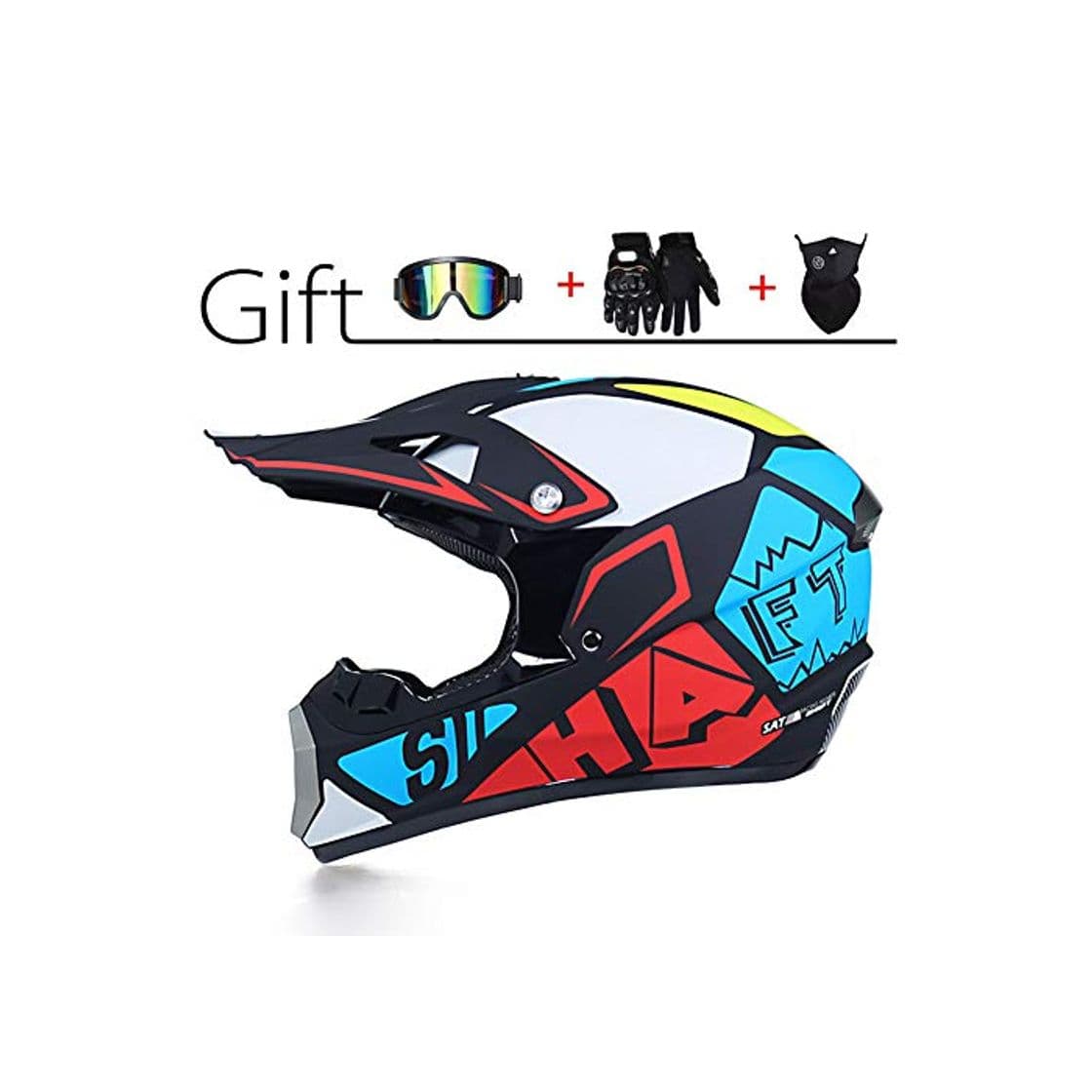 Product LEENP Casco de Motocross - Cascos de Motocicleta Set con Gafas Máscara