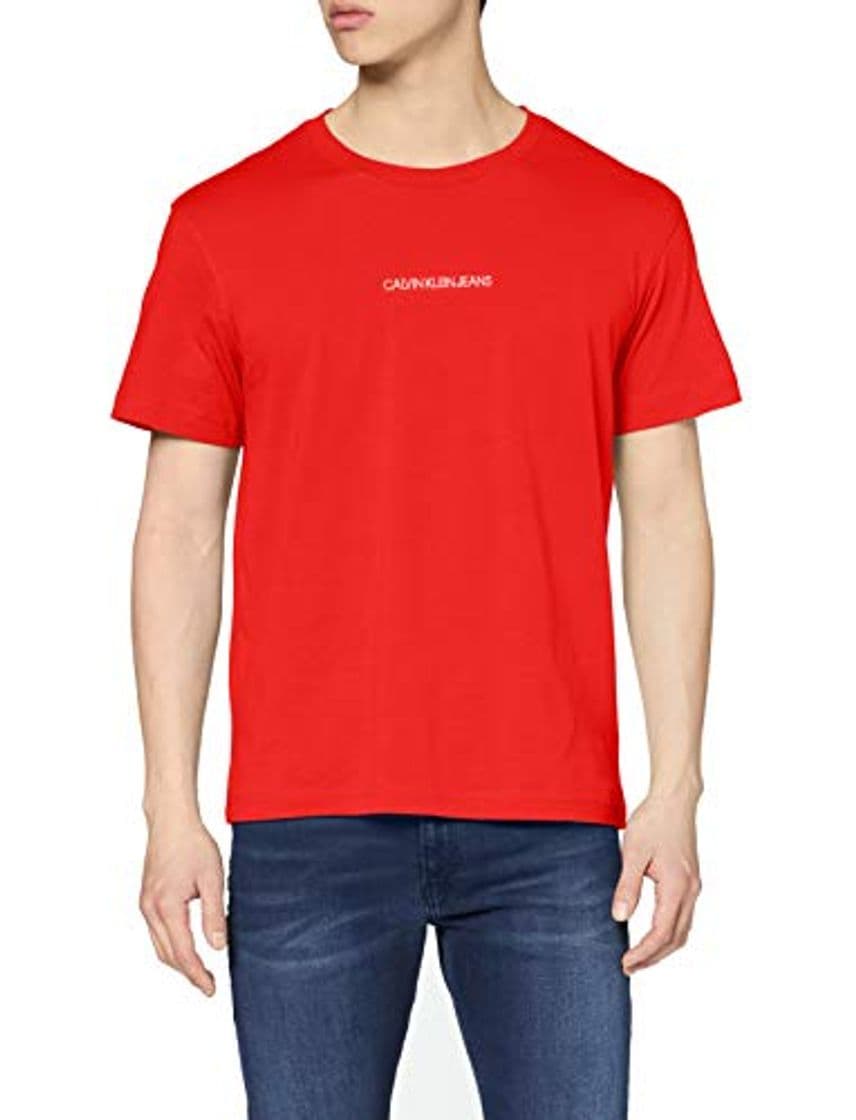 Fashion Calvin Klein Instit Chest Logo Reg tee Camiseta, Rojo