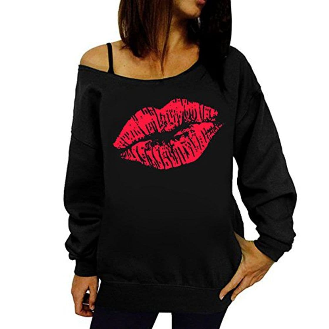 Producto VJGOAL Mujeres otoño Casual Sexy Labios Impreso Manga Larga Sudadera Pullover Tops