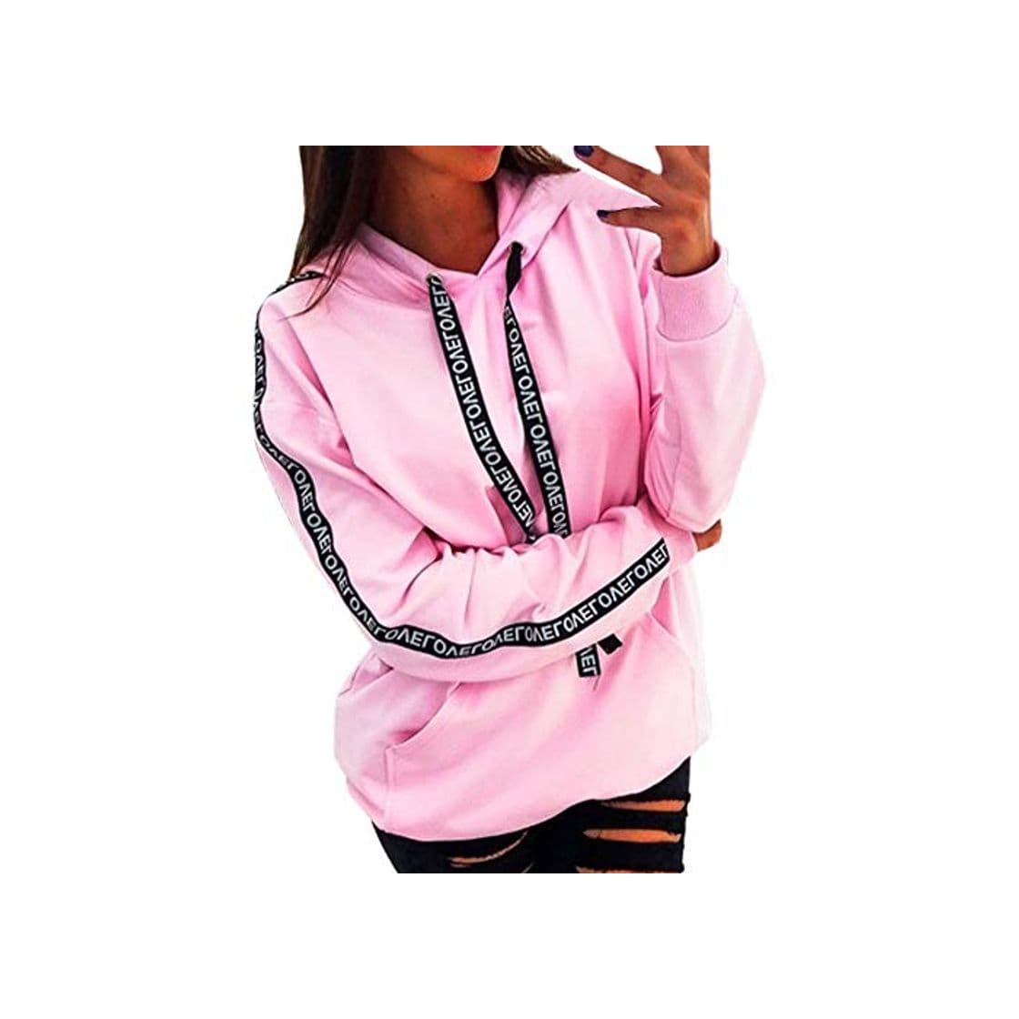 Fashion Sudaderas con Capucha Tumblr Cortas Pullover Anchas Deportiva Invierno para Mujer