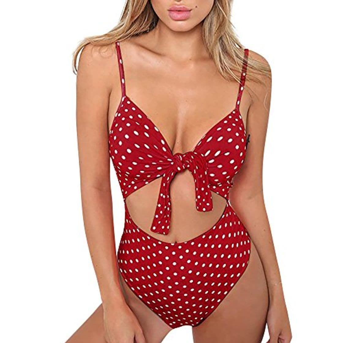 Producto NPSJYQ Conjunto De Bikini De Playa Traje De BañO De Verano BañAdor con Lazo Y Lunares Moda BañAdor Tankini Ropa De BañO De Dos Piezas Sexy Tops Y Braguitas 2 Piezas Bikini Swimsuit